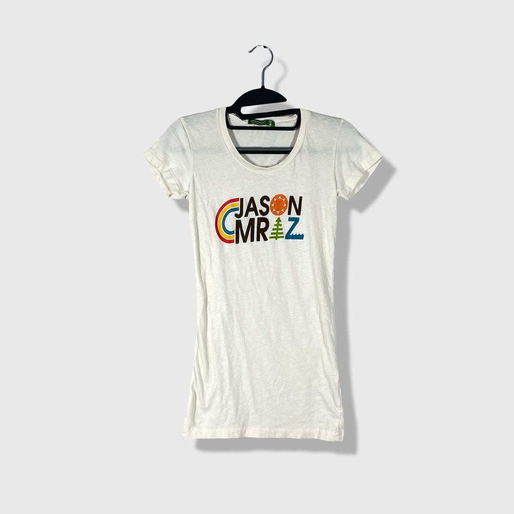 Alternative Earth Jason Mraz T-Shirt Womens M White Indie Boho Folk Concert Y2K